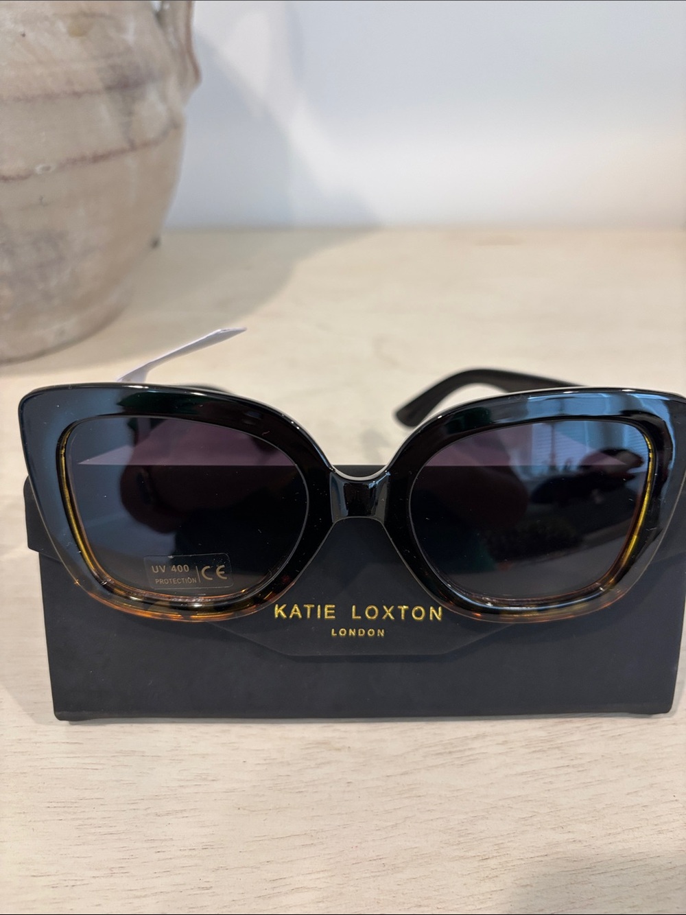 Katie Loxton Black Tortoise Cat-Eye Sunglasses
